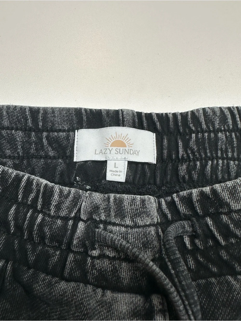 Lazy Sunday Washed Black Wide-Leg Crop Cotton Pants Drawstring Waist Size Large